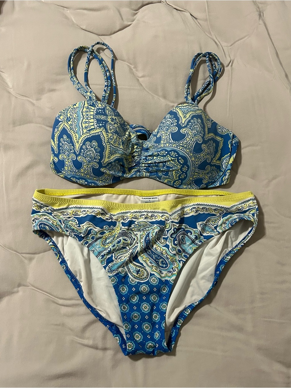 Lands' End Yellow and Blue Two piece Swimsuit